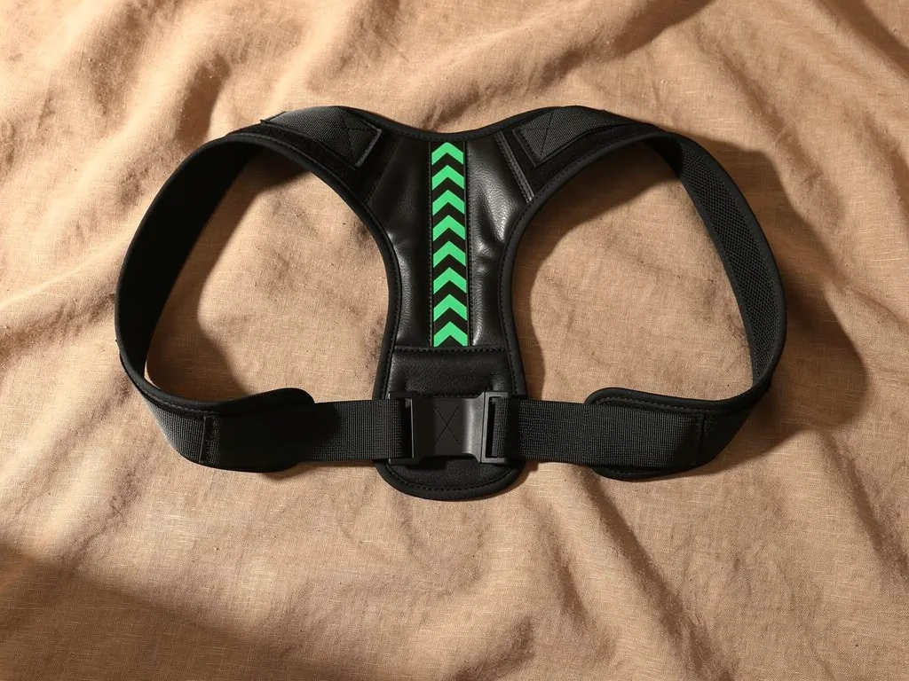 Align+ posture trainer laid flat on warm linen fabric